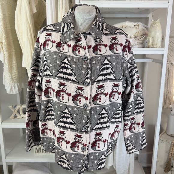 Breckenridge Woman Plus sz. 2X Snowman Jacket 100% cotton festive unique #SI-806 - Picture 1 of 11